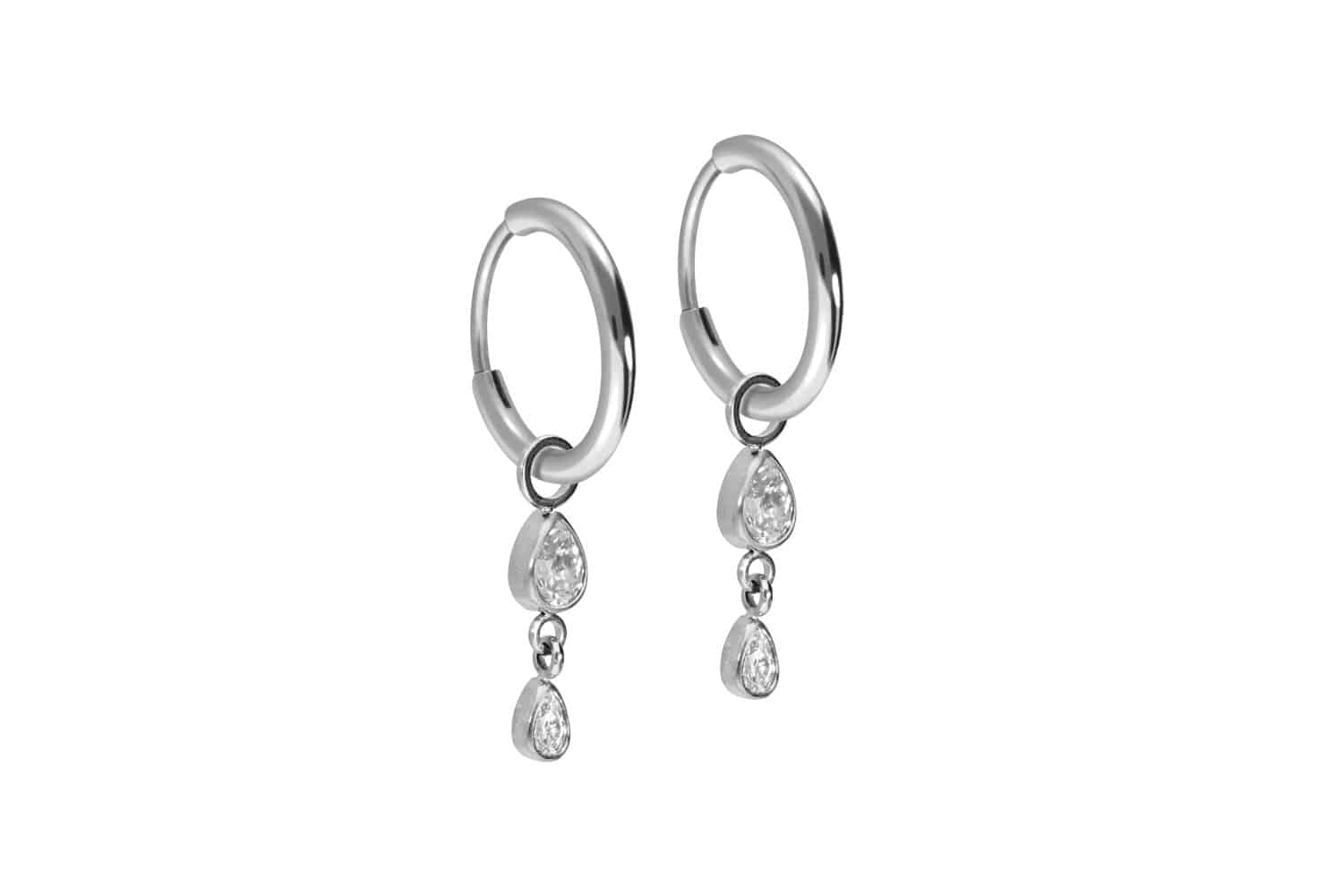 Titan Ohrclicker Creolen 2 KRISTALLTROPFEN von Filango