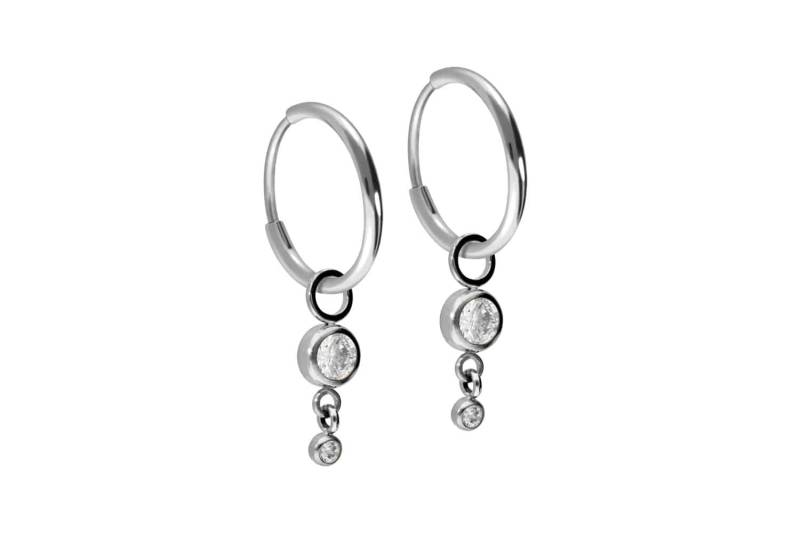 Titan Ohrclicker Creolen 2 RUNDE KRISTALLE von Filango