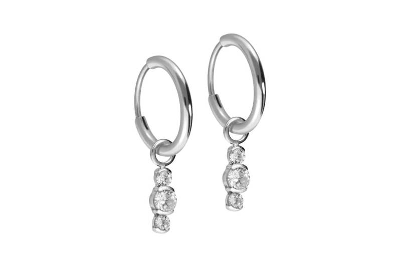 Titan Ohrclicker Creolen 3 EINGEFASSTE KRISTALLE von Filango