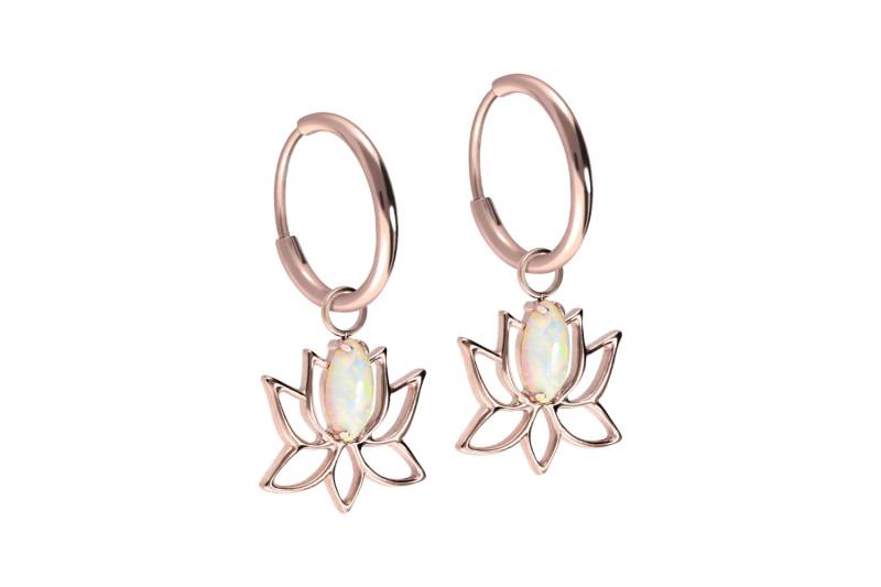 Titan Ohrclicker Creolen LOTUSBLÜTE + SYNTHETISCHER OPAL Titan Ohrclicker Creolen LOTUSBLÜTE + SYNTHETISCHER OPAL von Filango