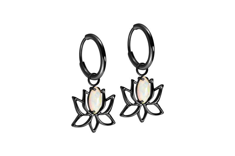Titan Ohrclicker Creolen LOTUSBLÜTE + SYNTHETISCHER OPAL Titan Ohrclicker Creolen LOTUSBLÜTE + SYNTHETISCHER OPAL von Filango