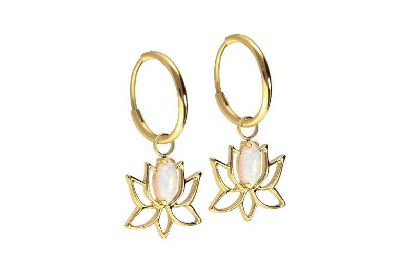 Titan Ohrclicker Creolen LOTUSBLÜTE + SYNTHETISCHER OPAL von Filango