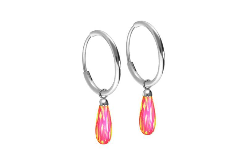 Titan Ohrclicker Creolen SYNTHETISCHER OPALTROPFEN von Filango