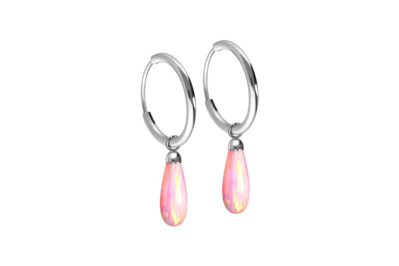 Titan Ohrclicker Creolen SYNTHETISCHER OPALTROPFEN von Filango