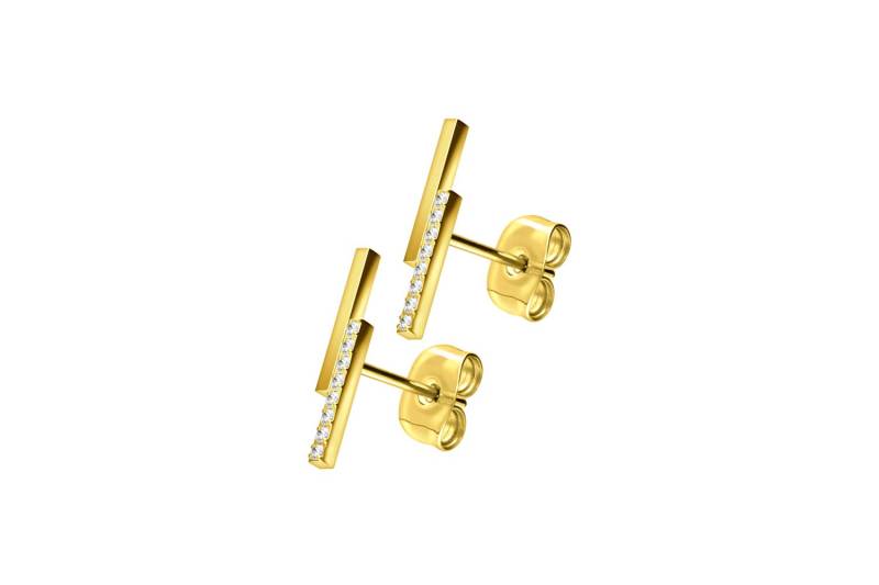 Titan Ohrstecker BALKEN + EINGEFASSTE KRISTALLE von Filango