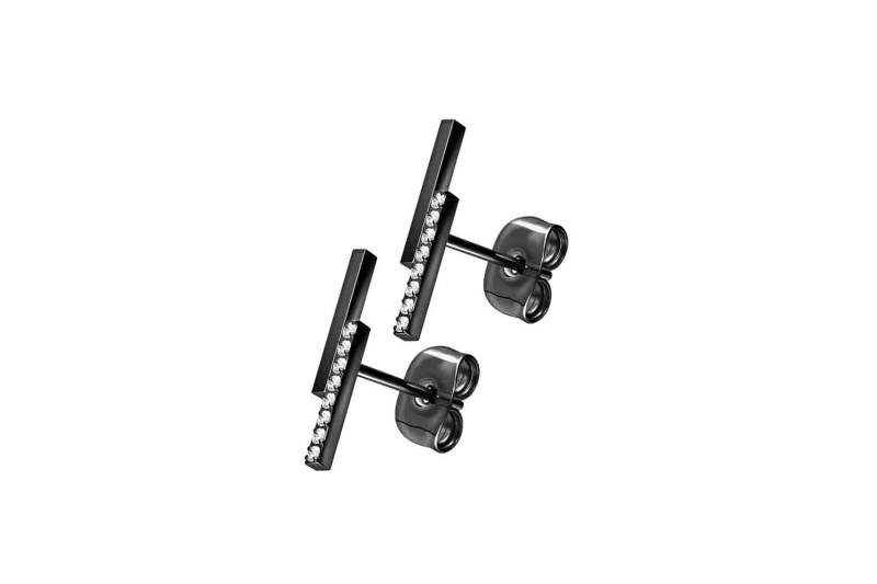 Titan Ohrstecker BALKEN + EINGEFASSTE KRISTALLE von Filango