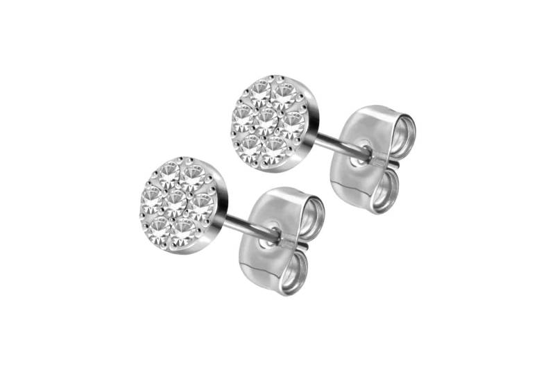 Titan Ohrstecker DISC + EINGEFASSTE KRISTALLE von Filango
