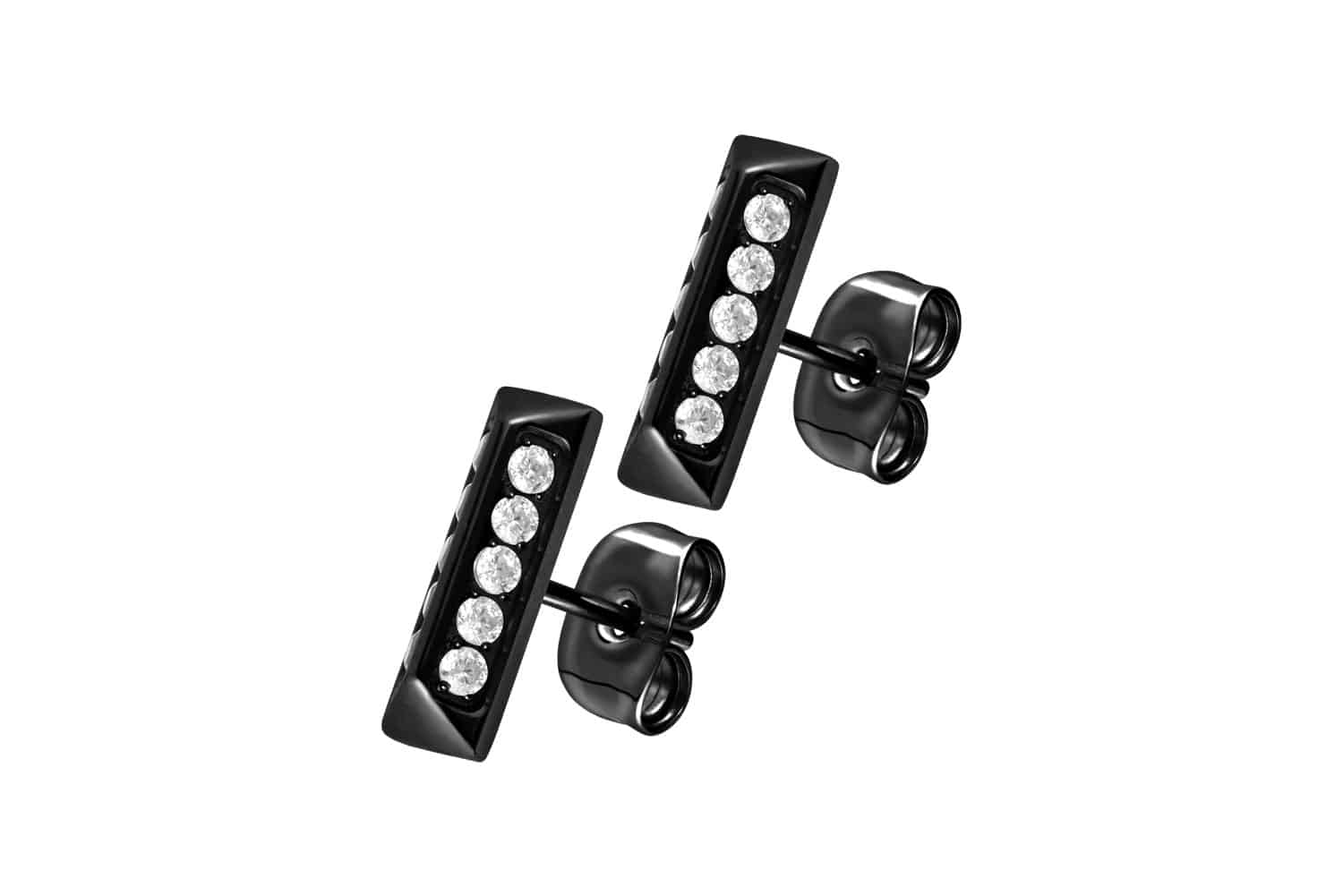 Titan Ohrstecker PYRAMIDE + EINGEFASSTE KRISTALLE von Filango