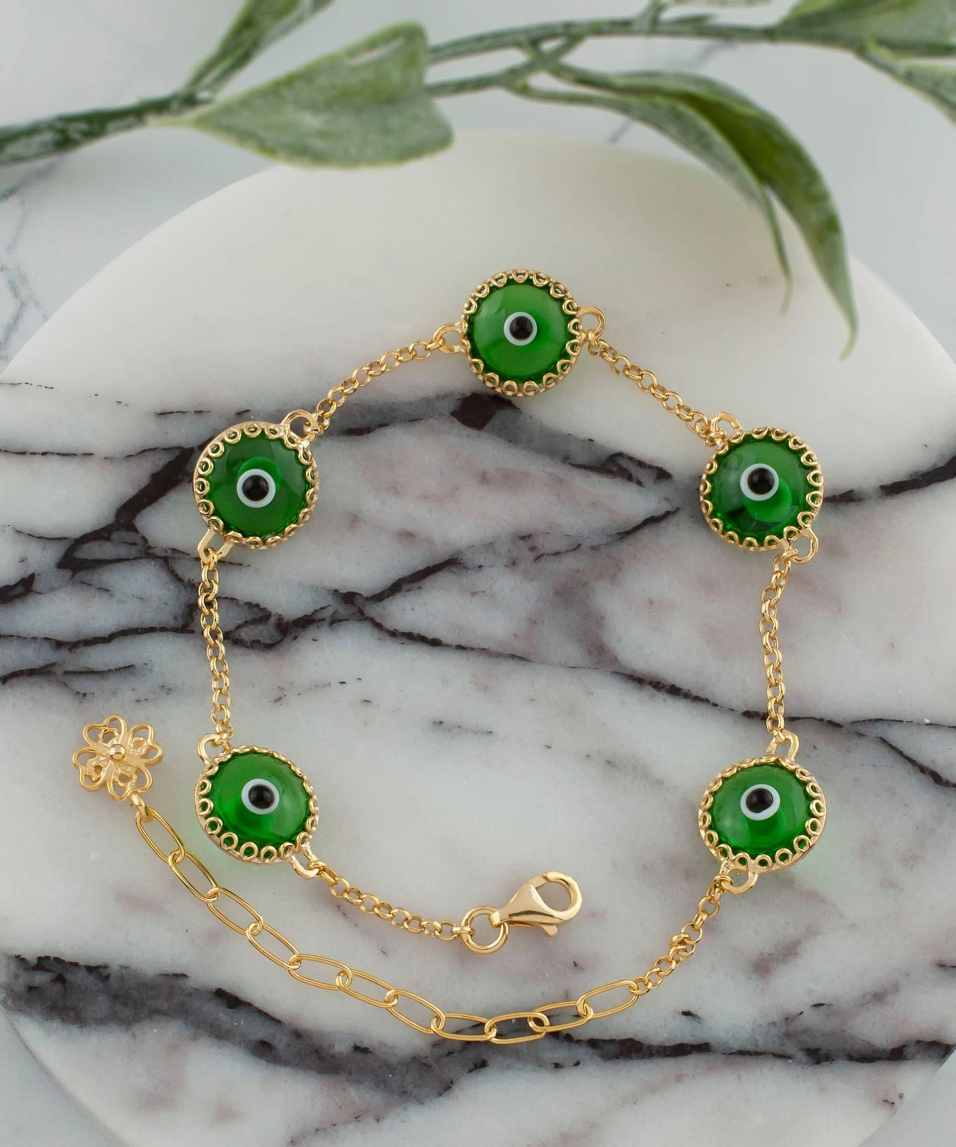 Vergoldetes Silber-Grün-Evil Eye Kettenarmband, 10 Mm Transparente Grüne Muranoglasperlen, Gold Filled Schutzarmband Für Unglück Vergoldetes Silber-Grün-Evil Eye Kettenarmband, 10 Mm Transparente Grüne Muranoglasperlen, Gold Filled Schutzarmband Für Unglück von FiligranSilver