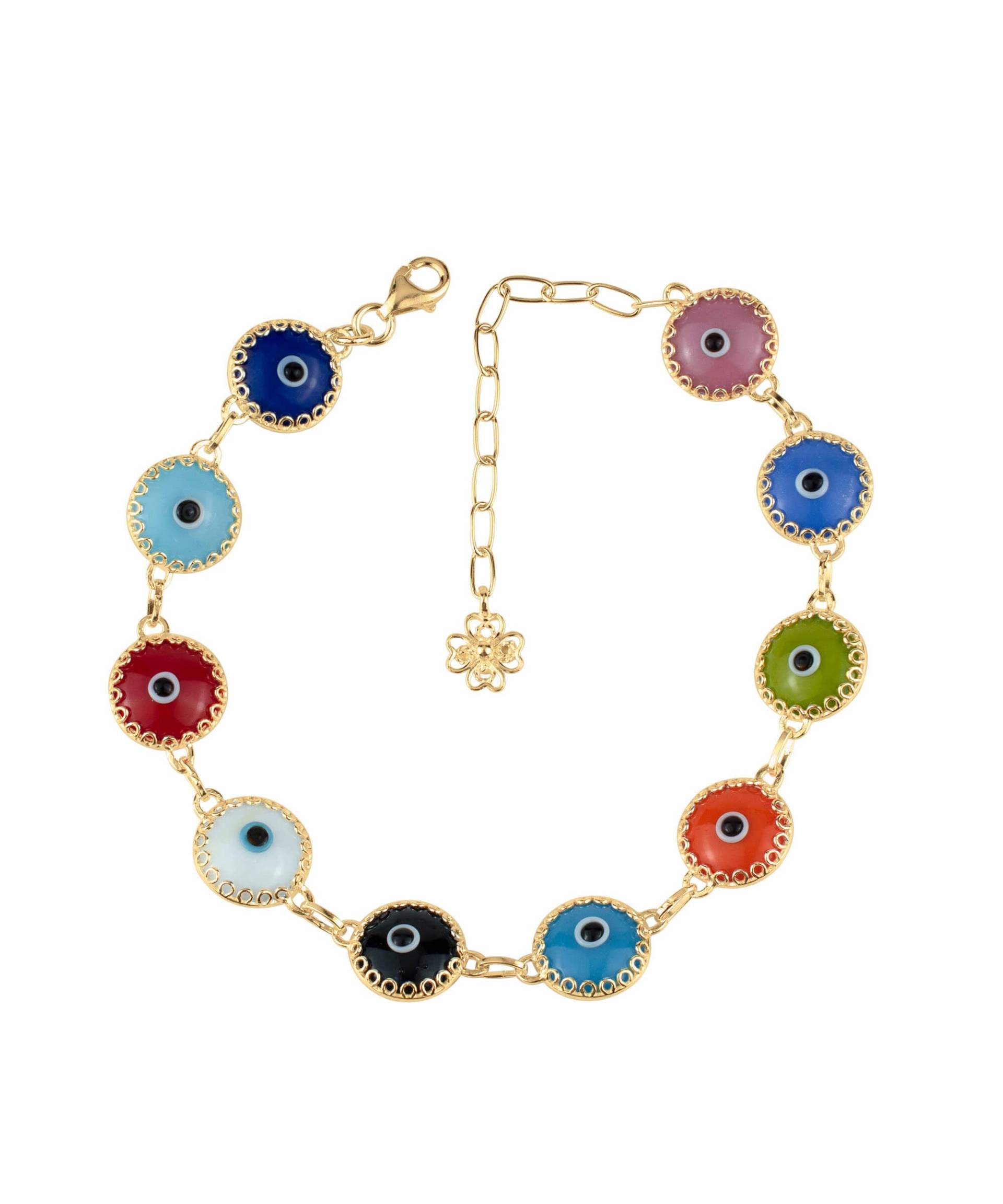 Vergoldetes, Mehrfarbiges Evil Eye-Armband Aus Sterlingsilber Für Frauen Und Mädchen von FiligranUSA