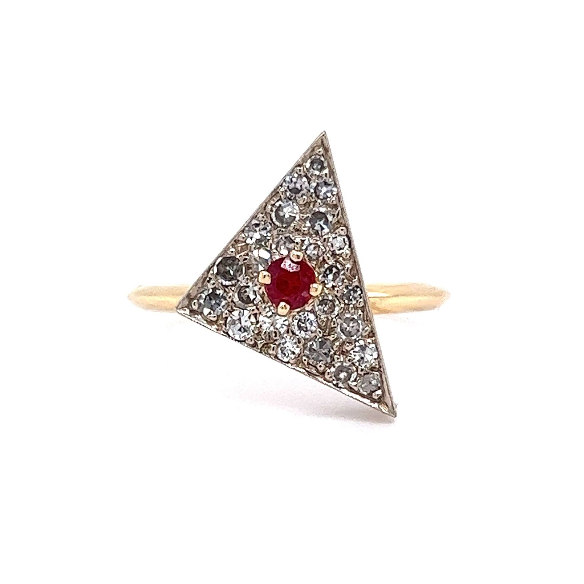 Art Deco Rubin & Diamant Cocktail Ring in 14K von FiligreeJewelers