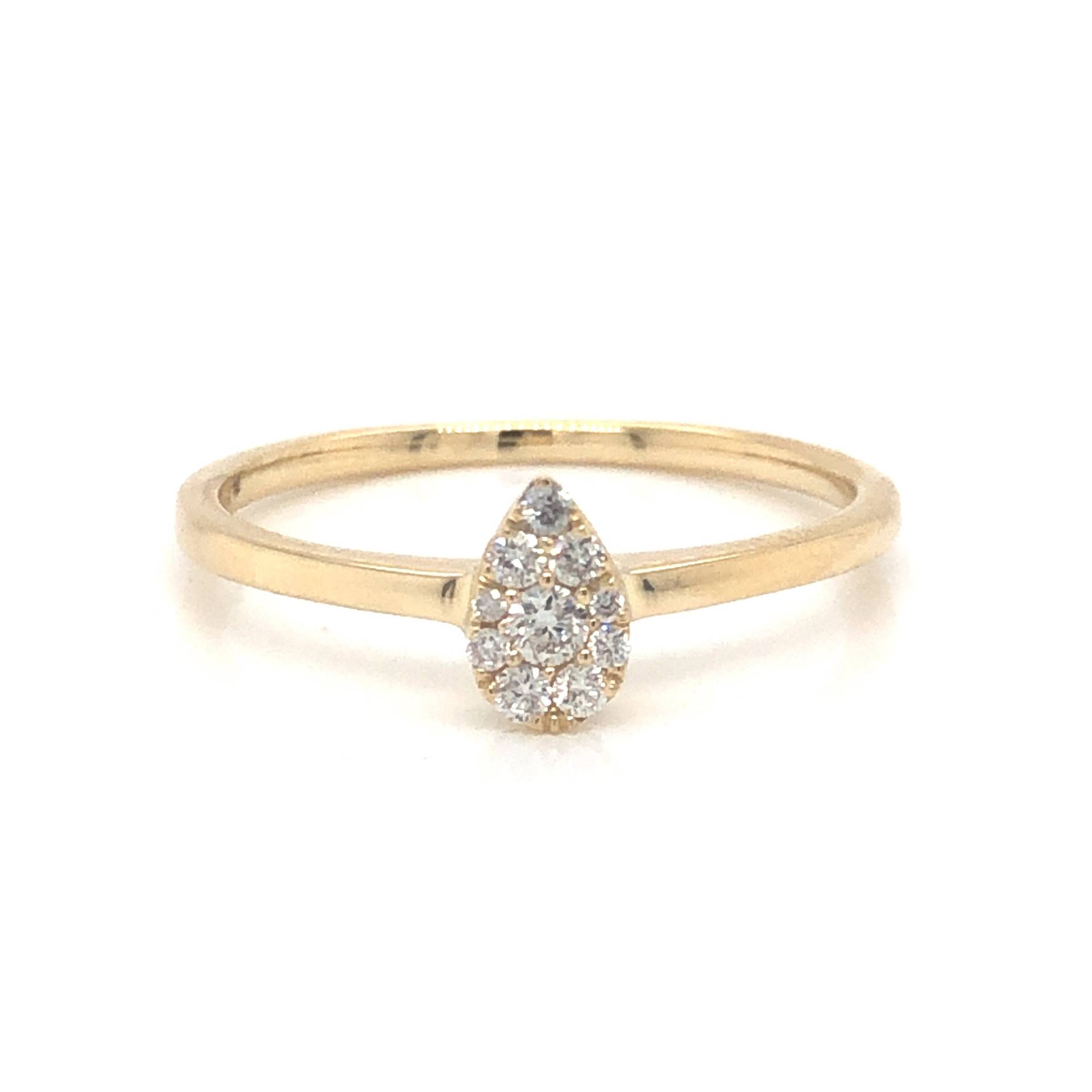 Pave Pear Diamant Stapelring Aus 14K Gelbgold von FiligreeJewelers