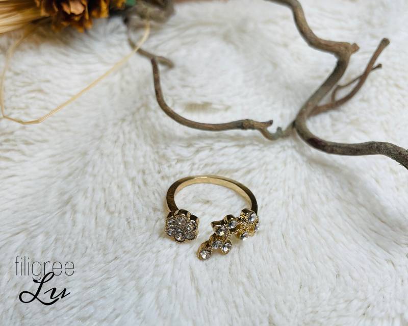 Blumen Ring, Geschenk Für Sie, Ihn, Offener Gold von FiligreeLu