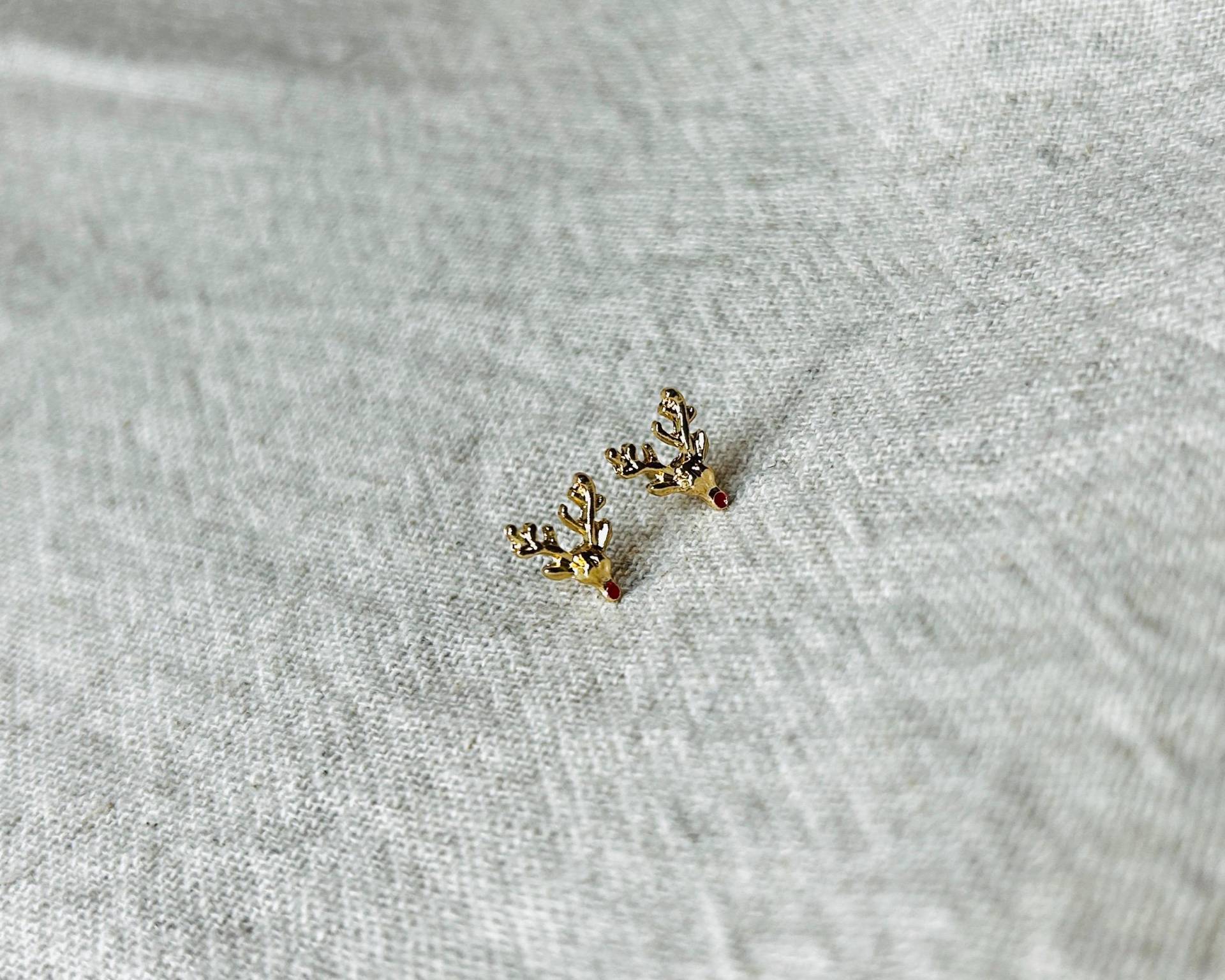 Filigrane Ohrstecker Ohrringe - Geschenk Zu Weihnachten Nikolaus Rentier Gold Rot von FiligreeLu