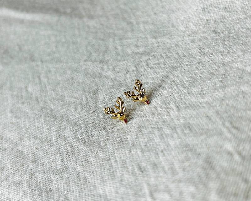 Filigrane Ohrstecker Ohrringe - Geschenk Zu Weihnachten Nikolaus Rentier Gold Rot von FiligreeLu