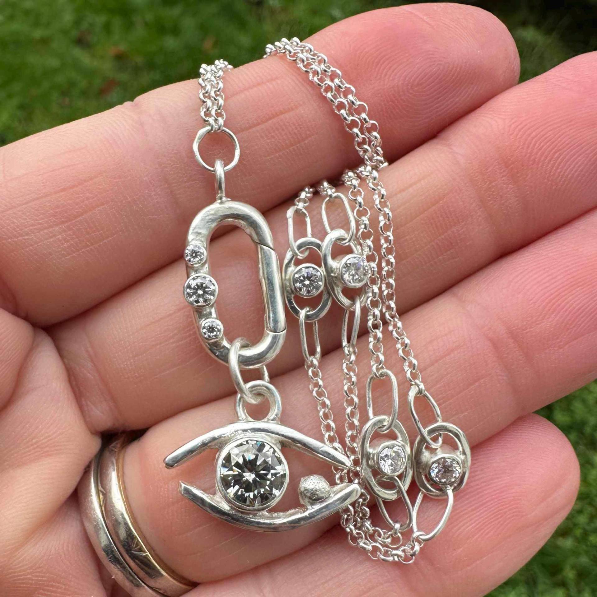 Evil Eye Silber Anhänger Mit Moissanit Diamant | Augen Silberkette Schutzamulett Böse Blicke Geschenk Für Sie von Filigry