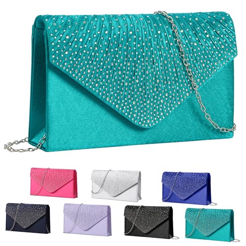Fililogor Damen Umschlag Clutch Glitzer Umhängetasche Elegant Abendtasche Clutch Brauttasche mit Kette für Hochzeit, Prom, Party von Fililogor
