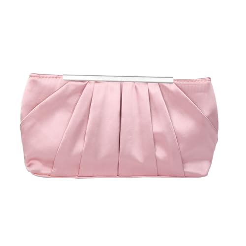 Fililogor Damen Satin Clutch Bag, Elegante Plissee Tasche Abendtasche, Bankett Tasche für Rose, Gala, Party, Hochzeit von Fililogor