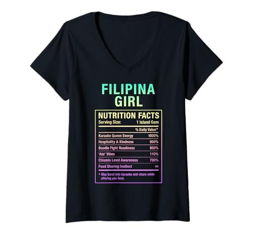 Damen Philippinisches Mädchen Stolze Frauen mit philippinischen Wurzeln T-Shirt mit V-Ausschnitt von Filipina Pinay Heritage Gifts