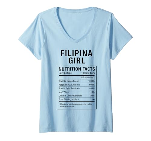 Damen Philippinisches Mädchen Stolze Frauen mit philippinischen Wurzeln T-Shirt mit V-Ausschnitt von Filipina Pinay Heritage Gifts