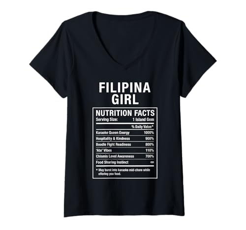 Damen Philippinisches Mädchen Stolze Frauen mit philippinischen Wurzeln T-Shirt mit V-Ausschnitt von Filipino Pinay Heritage Gifts