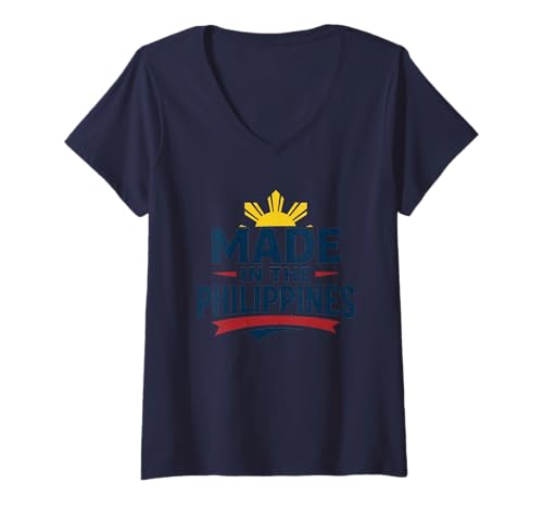 Damen Philippinen Land der Freien T-Shirt mit V-Ausschnitt von Filipino Shirts For Men And Women