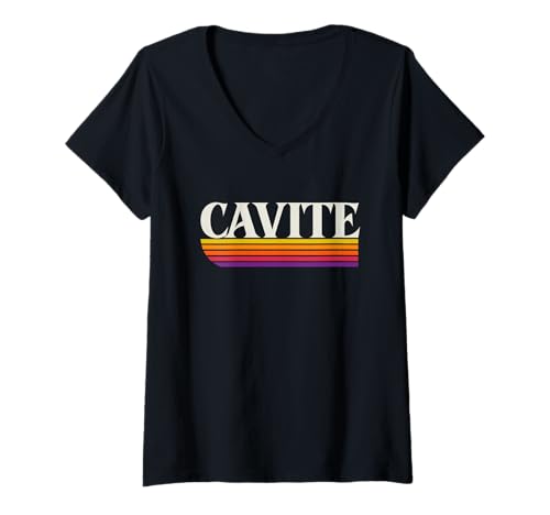 Damen Cavite Philippines Retro-Grafik – Cavite PI T-Shirt mit V-Ausschnitt Damen Cavite Philippines Retro-Grafik – Cavite PI T-Shirt mit V-Ausschnitt von Filipino Throwbacks