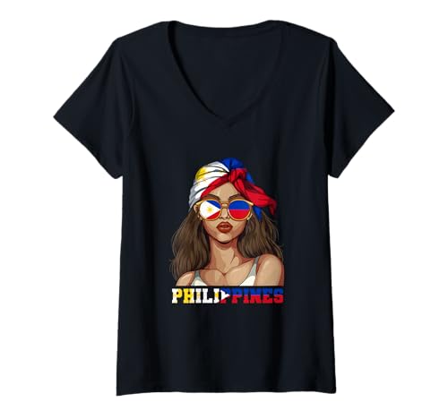 Damen Philippinen Filipinos Frau T-Shirt mit V-Ausschnitt Damen Philippinen Filipinos Frau T-Shirt mit V-Ausschnitt von Filipinos Philippinen Geschenk