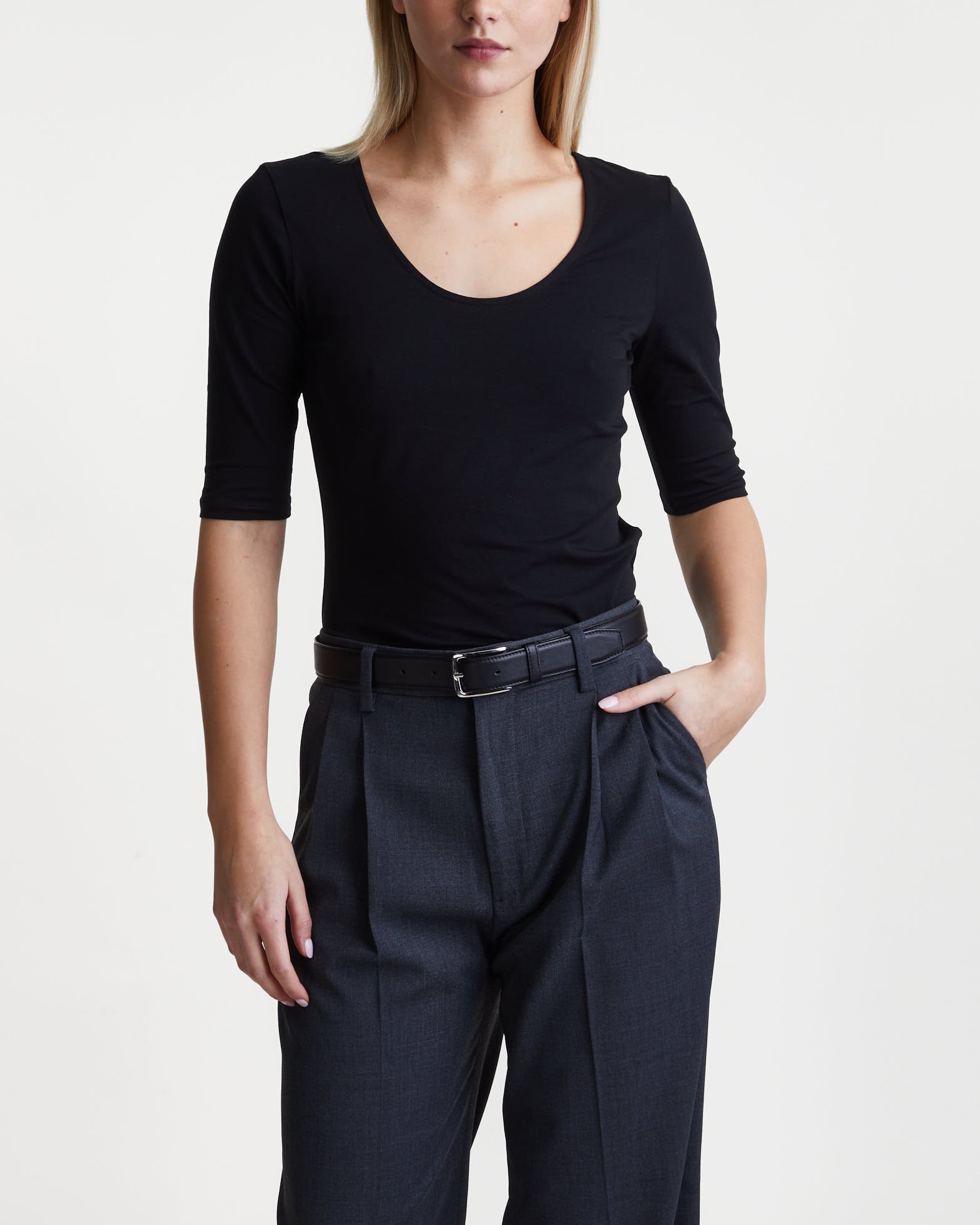 Filippa K Top Cotton Stretch Scoop Neck Black Filippa K Top Cotton Stretch Scoop Neck Black von Filippa K