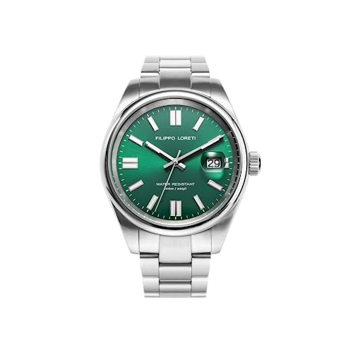 FILIPPO LORETI Attache – Armbanduhr 42 mm Automatikwerk Sunray Zifferblatt Edelstahluhr | Edelstahlgehäuse 100M Wasserbeständigkeit Herren Armbanduhr, Semi Matt Green Sunray, 42mm, Uhr von Filippo Loreti