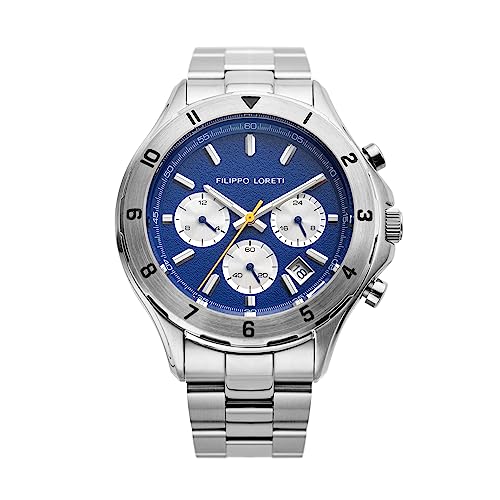 FILIPPO LORETI Pista - Armbanduhr 42mm Multifunktionale Bewegung Uhr 100M Wasserbeständigkeit Herren Armbanduhr, matt blau, Modern von Filippo Loreti