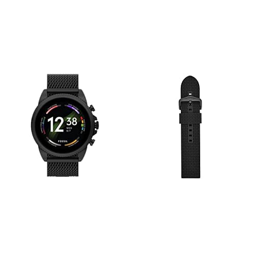 Fossil Herren-Smartwatch Gen 6, Schwarzer Edelstahl mit schwarzem Edelstahl-Meshband, FTW4066 + Fossil 22mm Silikonarmband für die Uhr Fossil Herren-Smartwatch Gen 6, Schwarzer Edelstahl mit schwarzem Edelstahl-Meshband, FTW4066 + Fossil 22mm Silikonarmband für die Uhr von Fill Brand of Base ASIN