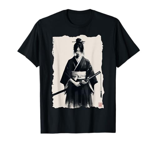 Krieger Mädchen Samurai Katze Japanisch Ukiyo-e Kultur T-Shirt Krieger Mädchen Samurai Katze Japanisch Ukiyo-e Kultur T-Shirt von Fille Chat Samouraï Japonais Ukiyo-e Anime Japon