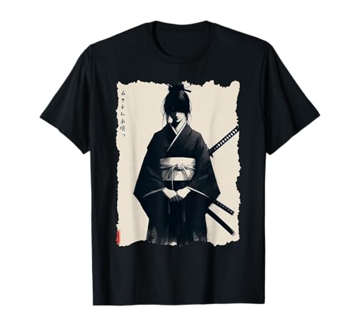 Krieger Mädchen Samurai Katze Japanisch Ukiyo-e Kultur T-Shirt Krieger Mädchen Samurai Katze Japanisch Ukiyo-e Kultur T-Shirt von Fille Chat Samouraï Japonais Ukiyo-e Anime Japon