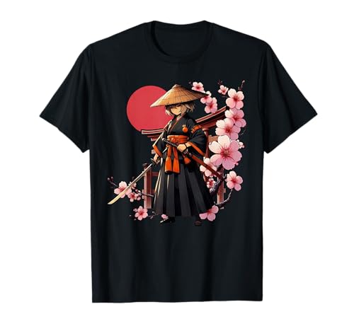 Samurai Krieger Mädchen Japanische Katze Ukiyo-e Ästhetik T-Shirt Samurai Krieger Mädchen Japanische Katze Ukiyo-e Ästhetik T-Shirt von Fille Chat Samouraï Japonais Ukiyo-e Anime Japon