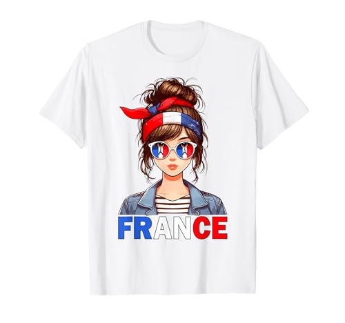 Französisches Mädchen Frankreich Frau Französische Flagge T-Shirt Französisches Mädchen Frankreich Frau Französische Flagge T-Shirt von Fille française Store