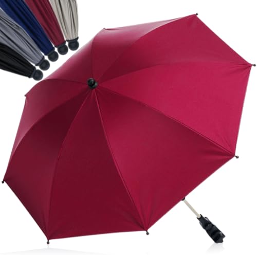 Fillikid Sonnenschirm Style im XL Format Ø72cm mit UV-Schutz 50+ Schirm universal für Kinderwagen und Buggys (BURGUNDERROT) von Fillikid