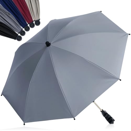 Fillikid Sonnenschirm Style im XL Format Ø72cm mit UV-Schutz 50+ Schirm universal für Kinderwagen und Buggys (HELLGRAU) von Fillikid