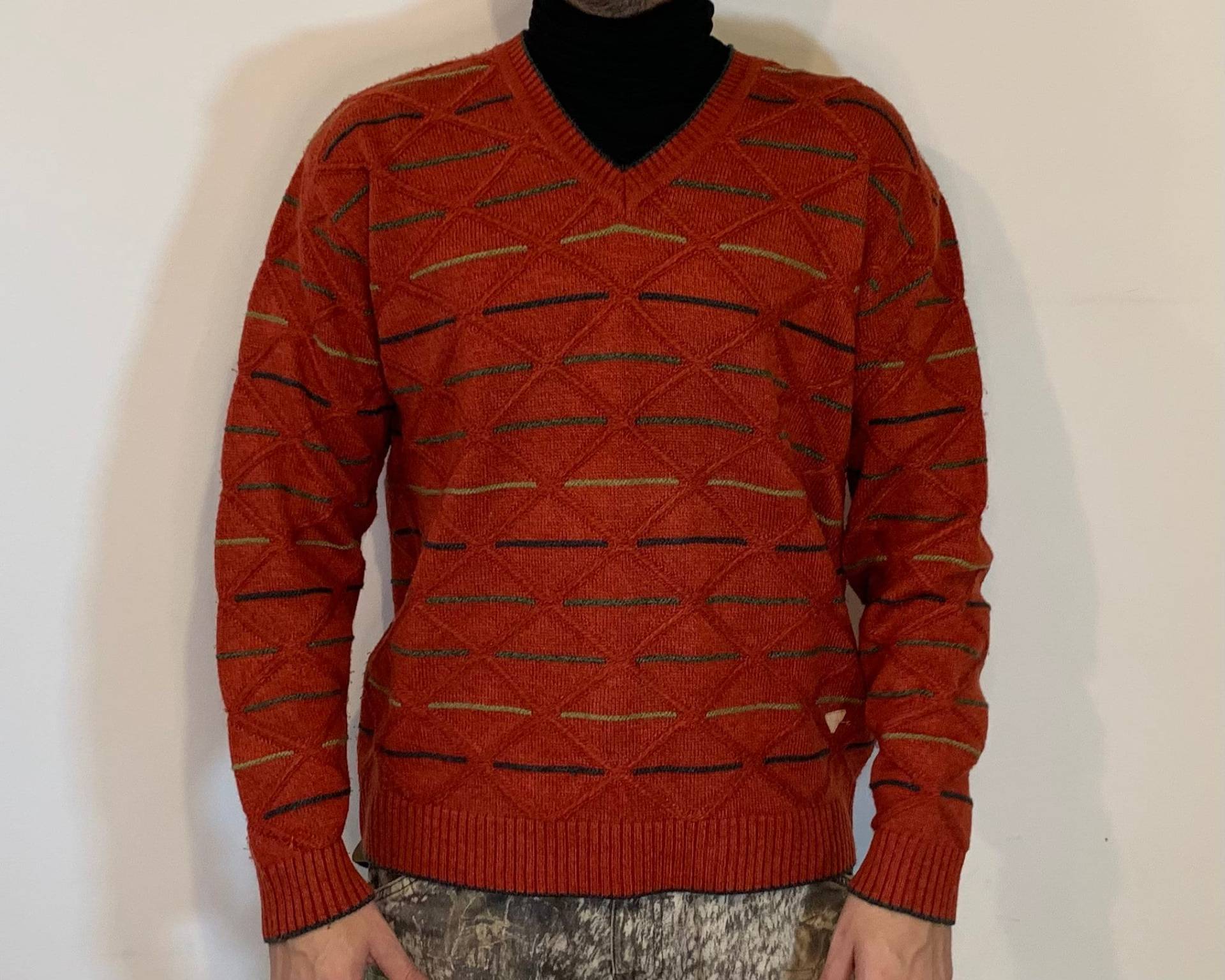 Vintage Wollmischung Rot Strickpullover Pullover Gr. M-L Herren von FilmAndCosplay