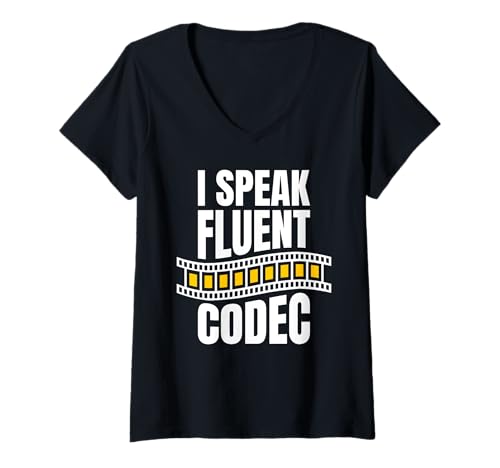 Damen I Speak Fluent Codec Editor Filmmaker Movie T-Shirt mit V-Ausschnitt von Filmemacher Film Bearbeitung Designs Idee