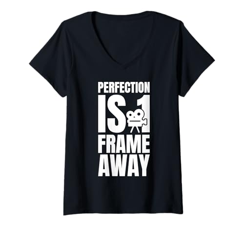 Damen Perfection Is 1 Frame Away Editor Filmmaker Movie T-Shirt mit V-Ausschnitt von Filmemacher Film Bearbeitung Designs Idee