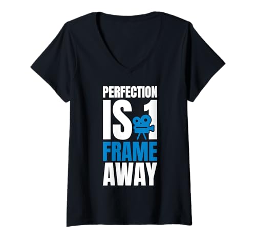 Damen Perfection Is 1 Frame Away Editor Filmmaker Movie T-Shirt mit V-Ausschnitt von Filmemacher Film Bearbeitung Designs Idee