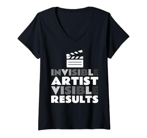 Damen Invisible Artist Visible Result Filmmaker Movie Editor T-Shirt mit V-Ausschnitt von Filmemacher Film Bearbeitung Designs