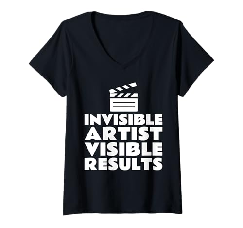 Damen Invisible Artist Visible Result Filmmaker Movie Editor T-Shirt mit V-Ausschnitt von Filmemacher Film Bearbeitung Designs