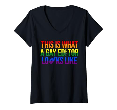 Damen This Is What A Gay Editor Looks Like LGBT T-Shirt mit V-Ausschnitt von Filmemacher Film Bearbeitung Designs