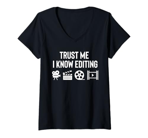 Damen Trust Me I Know Editing Filmmaker Movie Editor T-Shirt mit V-Ausschnitt von Filmemacher Film Bearbeitung Designs