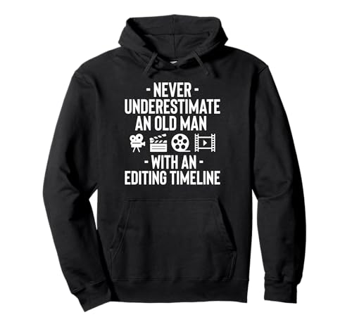 Never Underestimate An Old Man With An Editing Timeline Pullover Hoodie von Filmemacher Film Bearbeitung Designs