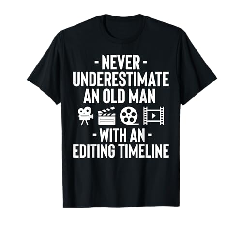 Never Underestimate An Old Man With An Editing Timeline T-Shirt von Filmemacher Film Bearbeitung Designs