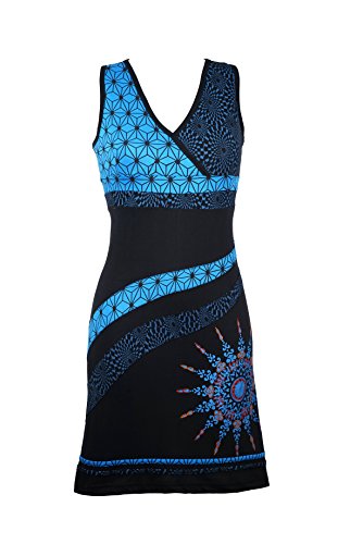 Filosophie Ausgefallenes Sommer Kleid mit farbenfrohen Ethno Muster und Mandala Design - LEIA (türkis) (S/M) von Filosophie