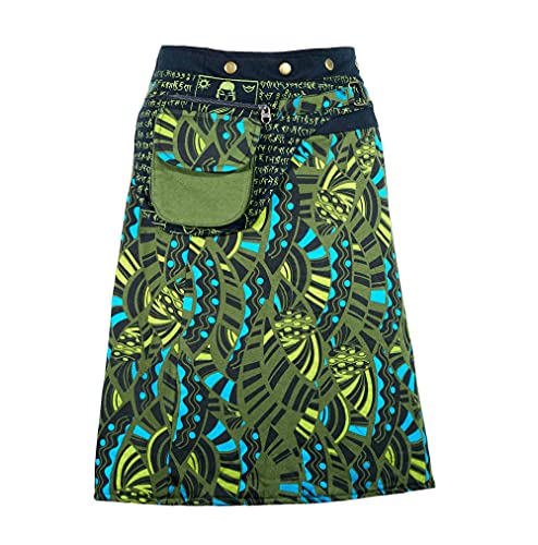 Filosophie Einzigartige Wickelrock/Wenderock mit tropischem All-Over Muster - Hippie Chic - Knielang - Sutra von Filosophie